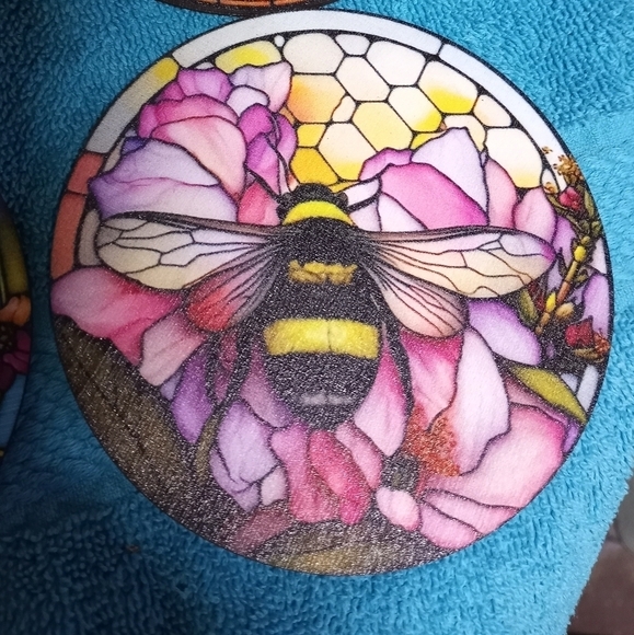 Colorful Bee Art Coasters Set Of 6 - Picture 3 of 8